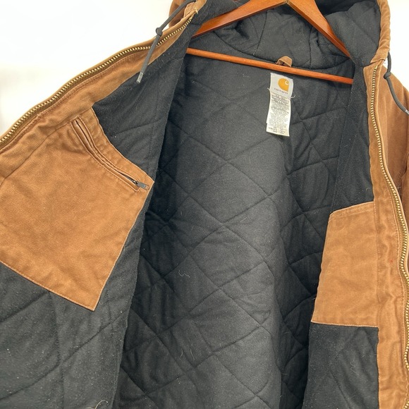 Carhartt J130 Brown Hooded Jacket Work Coat Size 2XL Tall - Picture 11 of 16